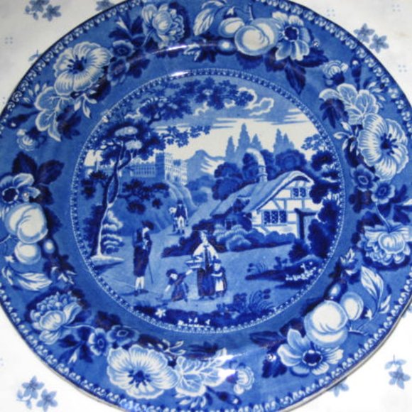 Antique Staffordshire BRITISH VIEWS Henshall Blue Transferware Plate Pastoral - Picture 7 of 7